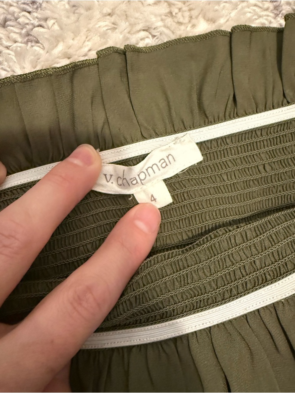 V. Chapman Ruffle-Trim Midi Dress in Olive - Picture 2 of 3